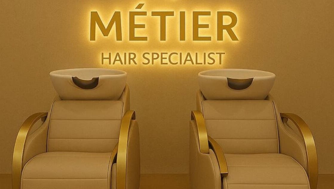 Elegant wash stations at METIER HAIR SPECIALIST in Standish, England, GB, showcasing luxury hair care.