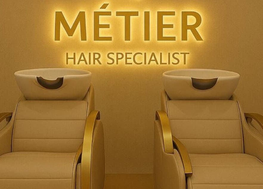 Elegant wash stations at METIER HAIR SPECIALIST in Standish, England, GB, showcasing luxury hair care.