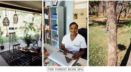 Relaxing interior of The Forest Bush Spa Zambia, Lusaka, with lush greenery and welcoming staff.