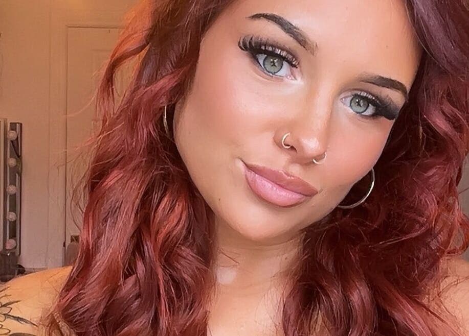 Woman with vibrant hair and makeup at KSP beauty bar in Banchory, Scotland, GB.