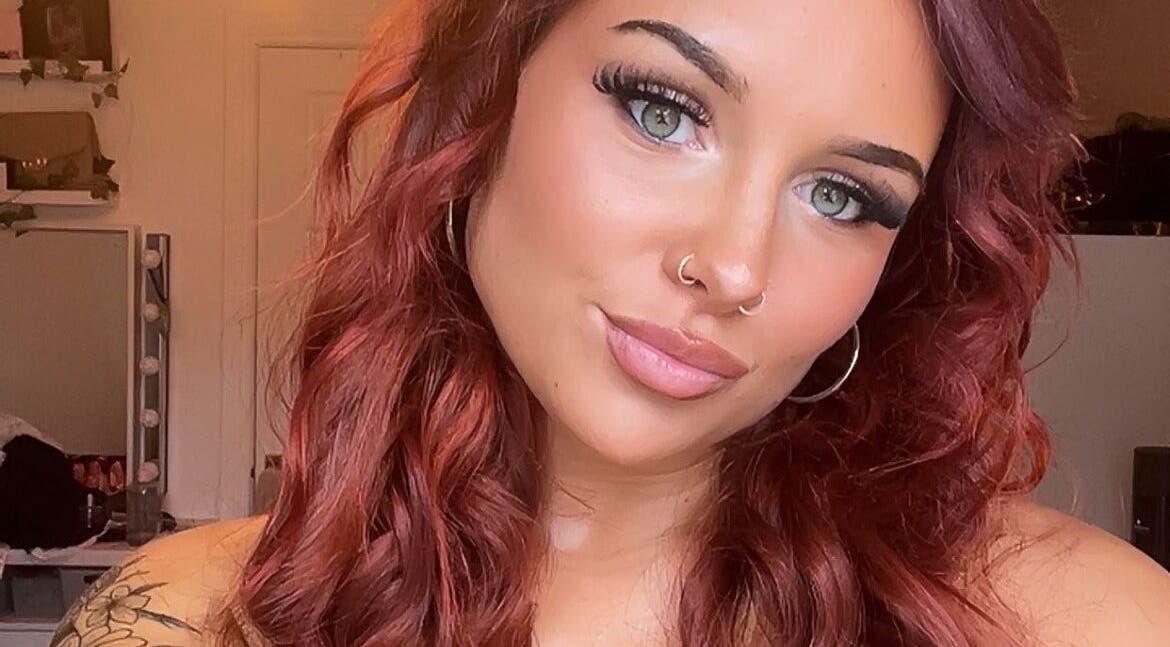 Woman with vibrant hair and makeup at KSP beauty bar in Banchory, Scotland, GB.