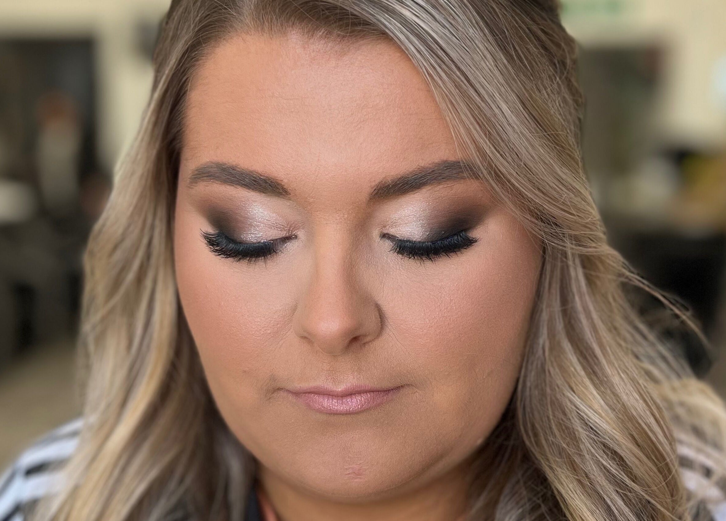Woman with elegant makeup at KSP beauty bar, Banchory, Scotland, GB.