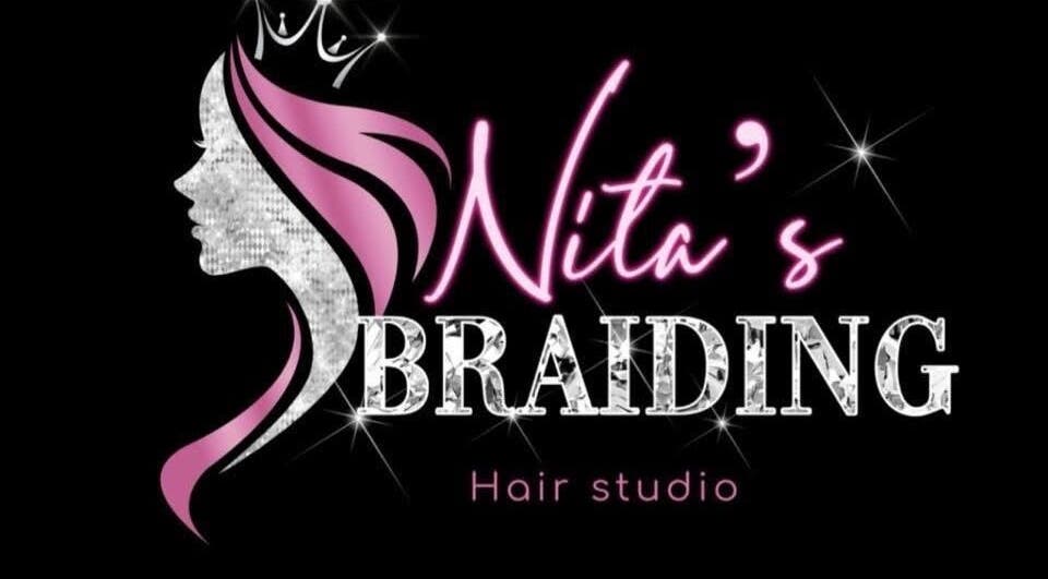 Nita’s Braiding logo with stylish text, located in Portsmouth, Saint John Parish, DM.