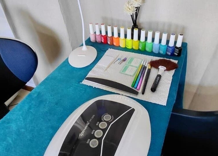 Colorful nail polish display at Nails By Shaaquila, Roodepoort, Gauteng, ZA.