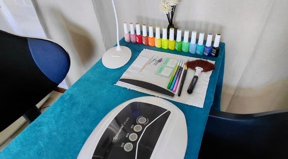 Colorful nail polish display at Nails By Shaaquila, Roodepoort, Gauteng, ZA.