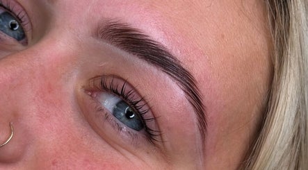 Close-up of beautifully styled eyebrows at BeautyByIz, Bramley, England, GB.