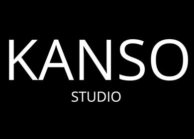 Logotipo blanco sobre fondo negro de KansoStudio, ubicado en Rosario, Santa Fe, AR.
