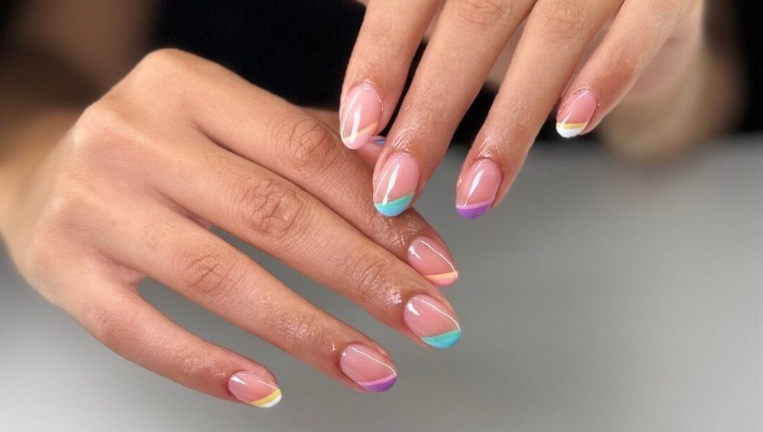 Colorful nail art manicure at Reign Lash and Brow, Georgetown, Demerara-Mahaica, GY.