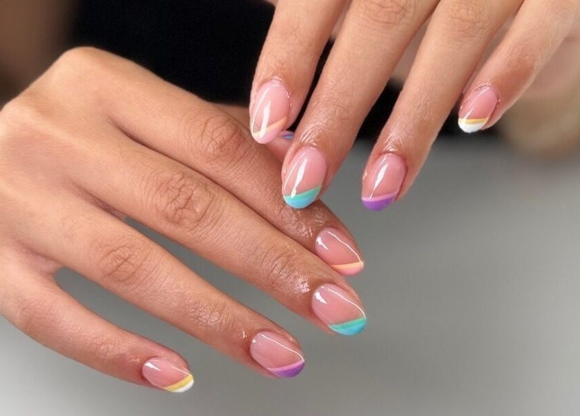 Colorful nail art manicure at Reign Lash and Brow, Georgetown, Demerara-Mahaica, GY.