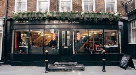 Ted's Grooming Room: Mayfair - Avery Row, stylish facade in London, England, GB with classic barbershop aesthetics.