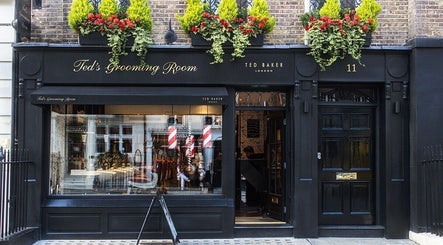 Ted's Grooming Room: Mayfair - Curzon Street, elegant black storefront, London, England, GB.