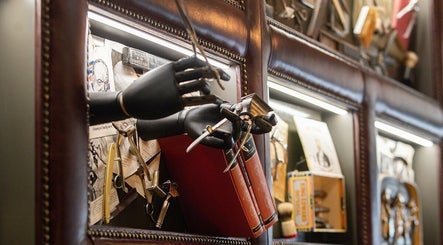 Collection of grooming tools at Ted's Grooming Room: Mayfair - Curzon Street, London, England, GB.