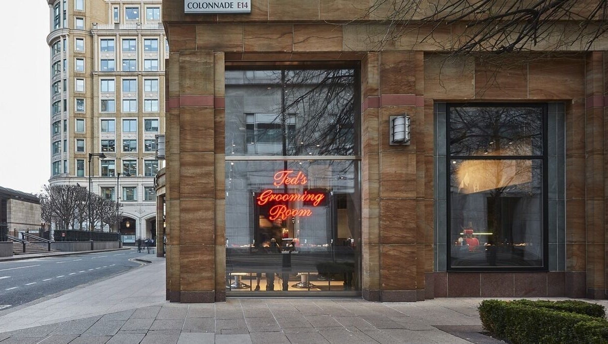 Exterior of Ted's Grooming Room at Cabot Place - Canary Wharf, London, England, GB.