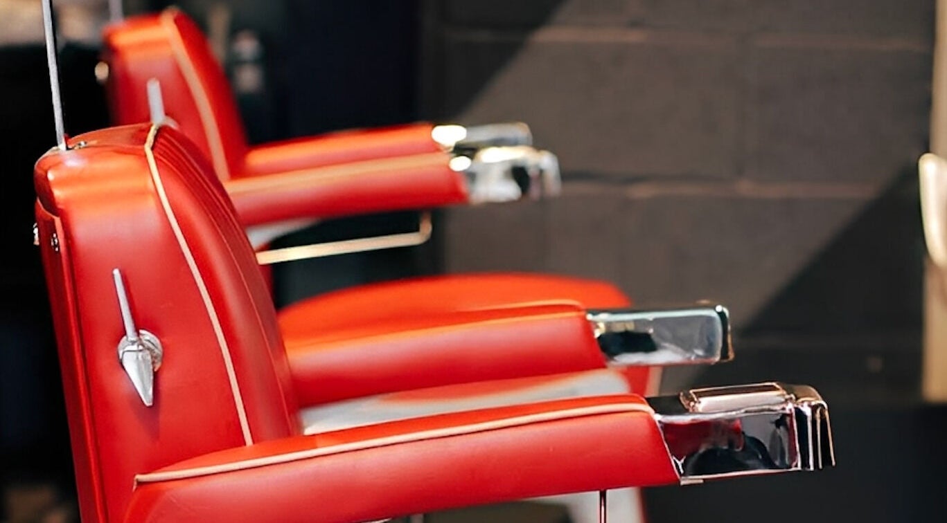 Retro barber chairs at Cabot Place - Canary Wharf, Ted's Grooming Room, London, England, GB.