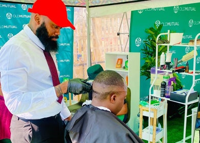 Barber performing haircut at Joes Fade Cuts Grooming, Windhoek, Khomas Region, NA.