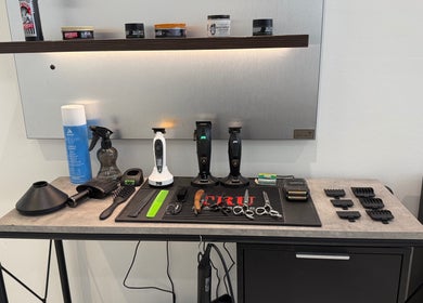 Professional barber tools at Barber Nick.LS, Twickenham, England, GB, ready for grooming services.
