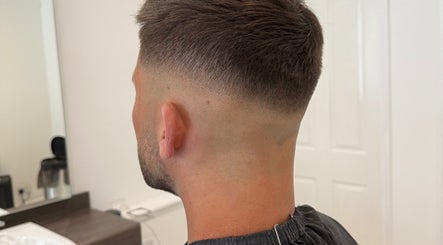 Close-up of a fresh fade haircut at Barber Nick.LS in Twickenham, England, GB.