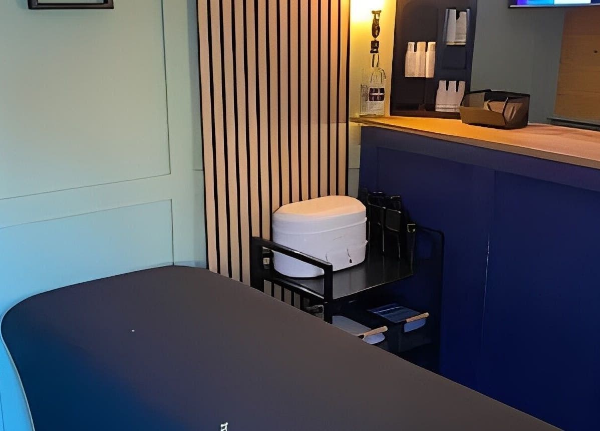 Elegant treatment room at House of Wax | Waxing Salon, St Helens, England, GB. Modern decor with waxing equipment.