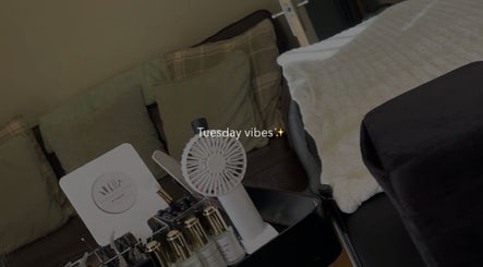 Relaxing treatment area at Lashes By Jessie, London, England, GB. Tranquil vibes and beauty essentials.