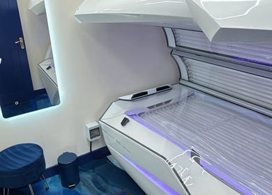 Modern tanning bed at You Glow Girl - Sunny Bz, Herne Bay, England, GB. A bright, inviting space.
