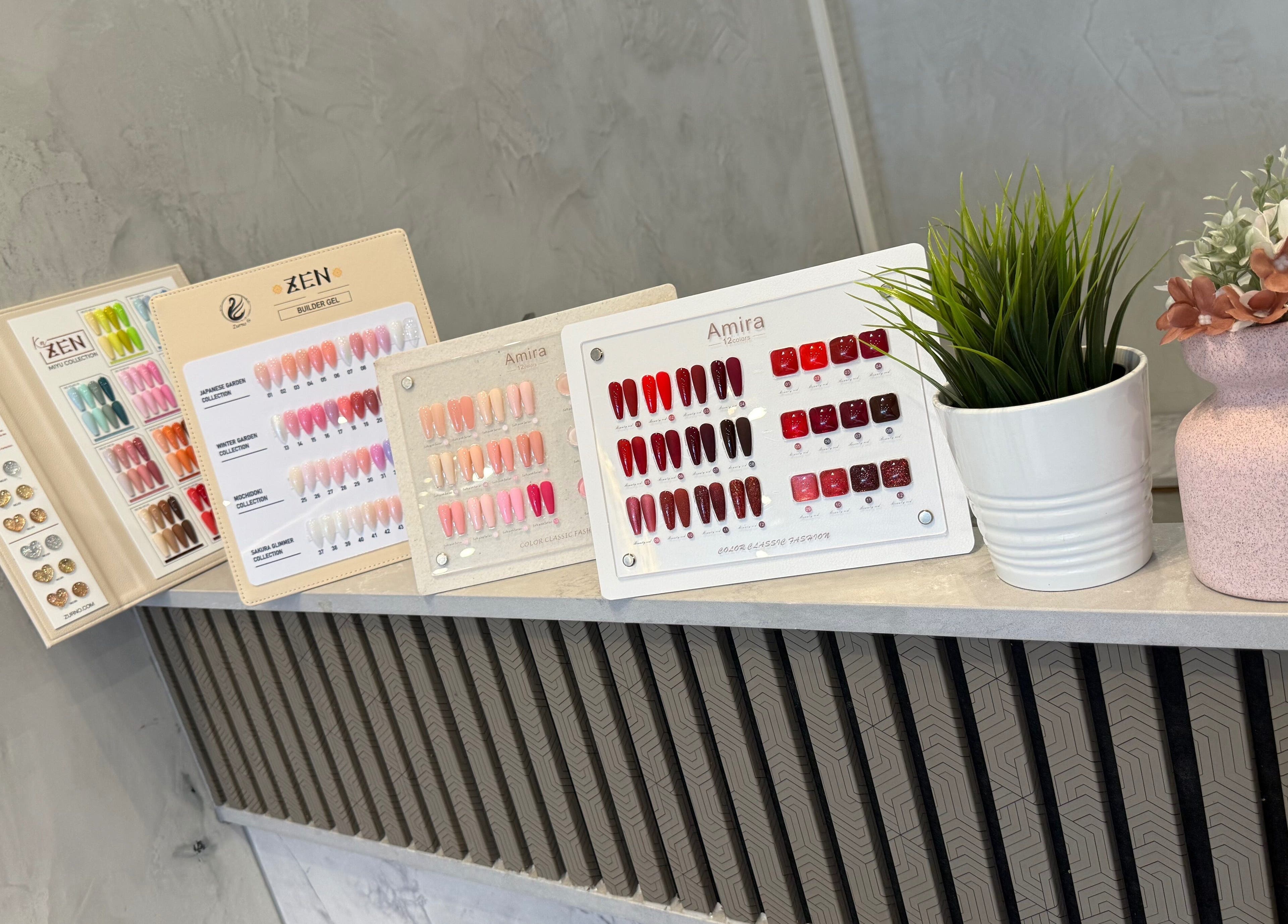 Nail polish color options at AK.nails _salon, Melbourne, Victoria, AU, showcasing vibrant shades and designs.