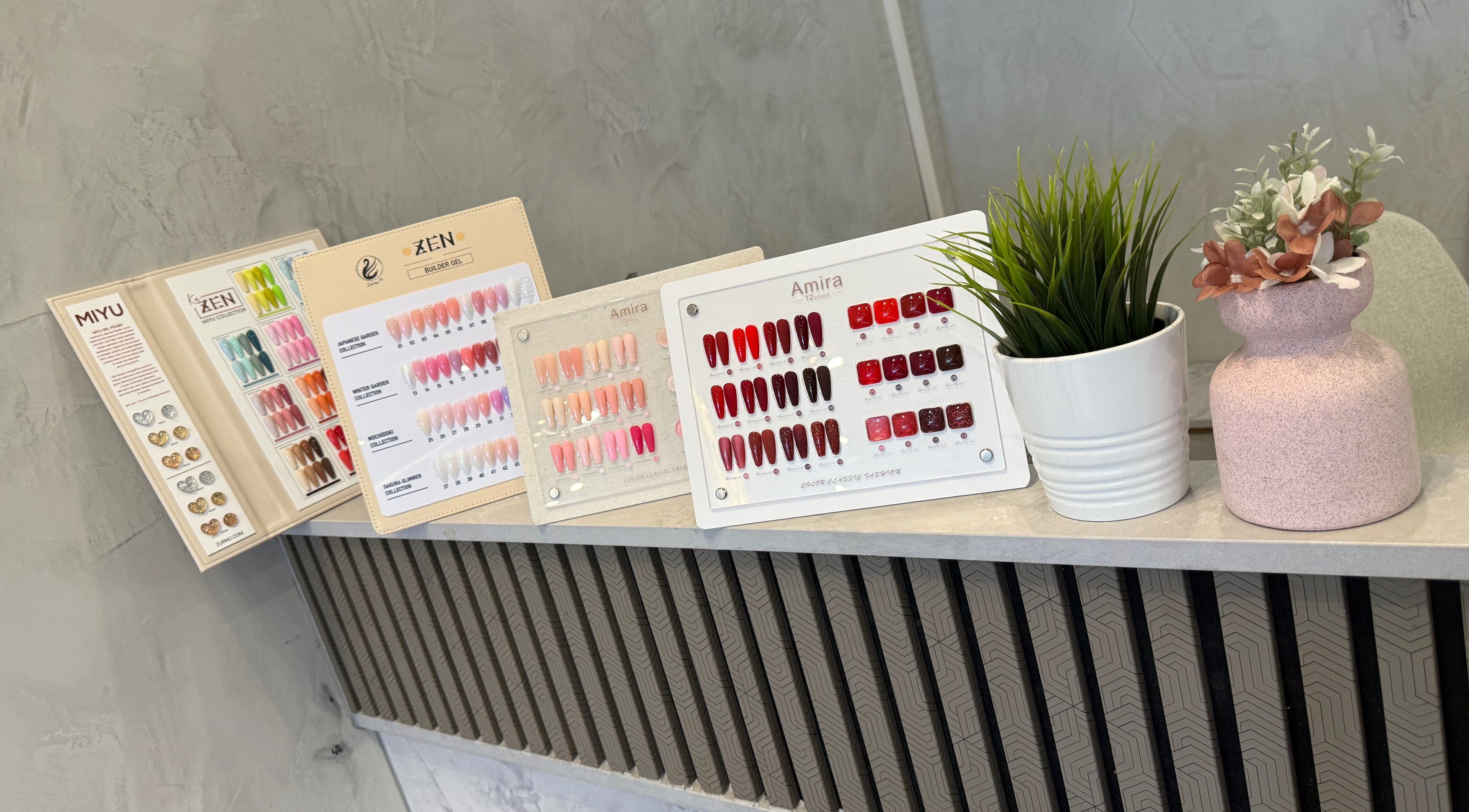 Nail polish color options at AK.nails _salon, Melbourne, Victoria, AU, showcasing vibrant shades and designs.