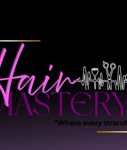 HairMastery logo with styling tools in Portmore, St. Catherine Parish, JM.