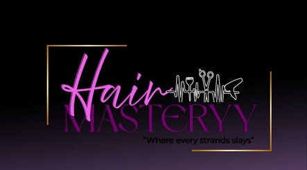 HairMastery logo with styling tools in Portmore, St. Catherine Parish, JM.