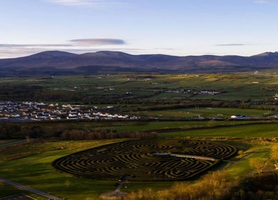 Aerial view of majestic landscape near Holistic Sports Therapy by Beata in Castlewellan, Northern Ireland, GB.