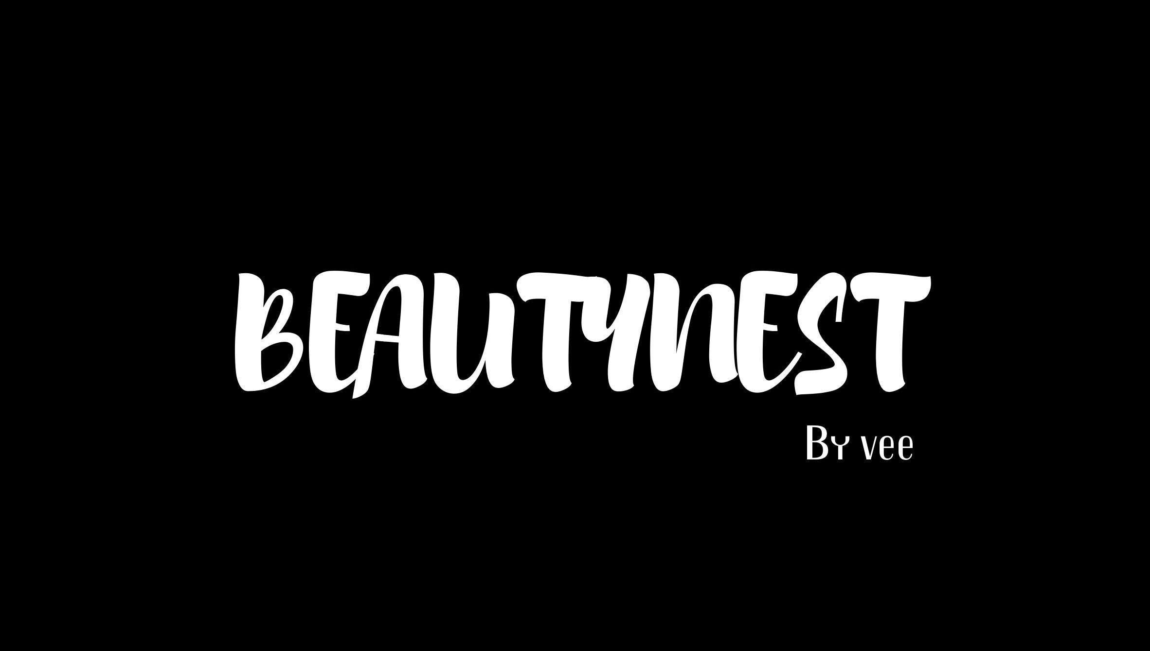 Beautynest by vee logo with stylish font on a black background, Johannesburg, Gauteng, ZA.