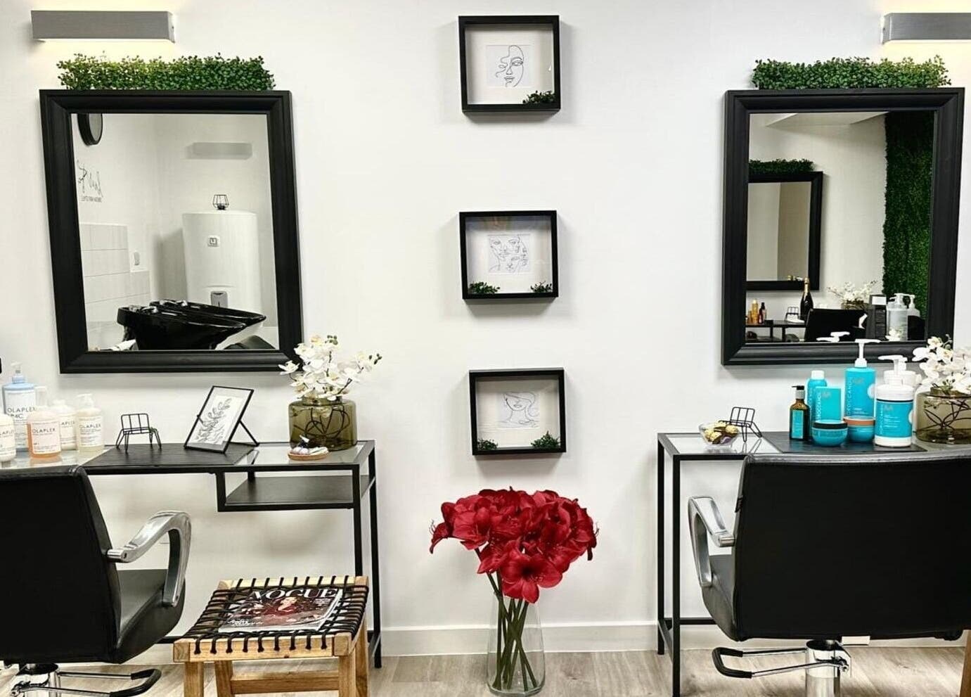 Stylish beauty station at Glam Queen by Bilqis, London, England, GB, featuring modern decor and high-end products.