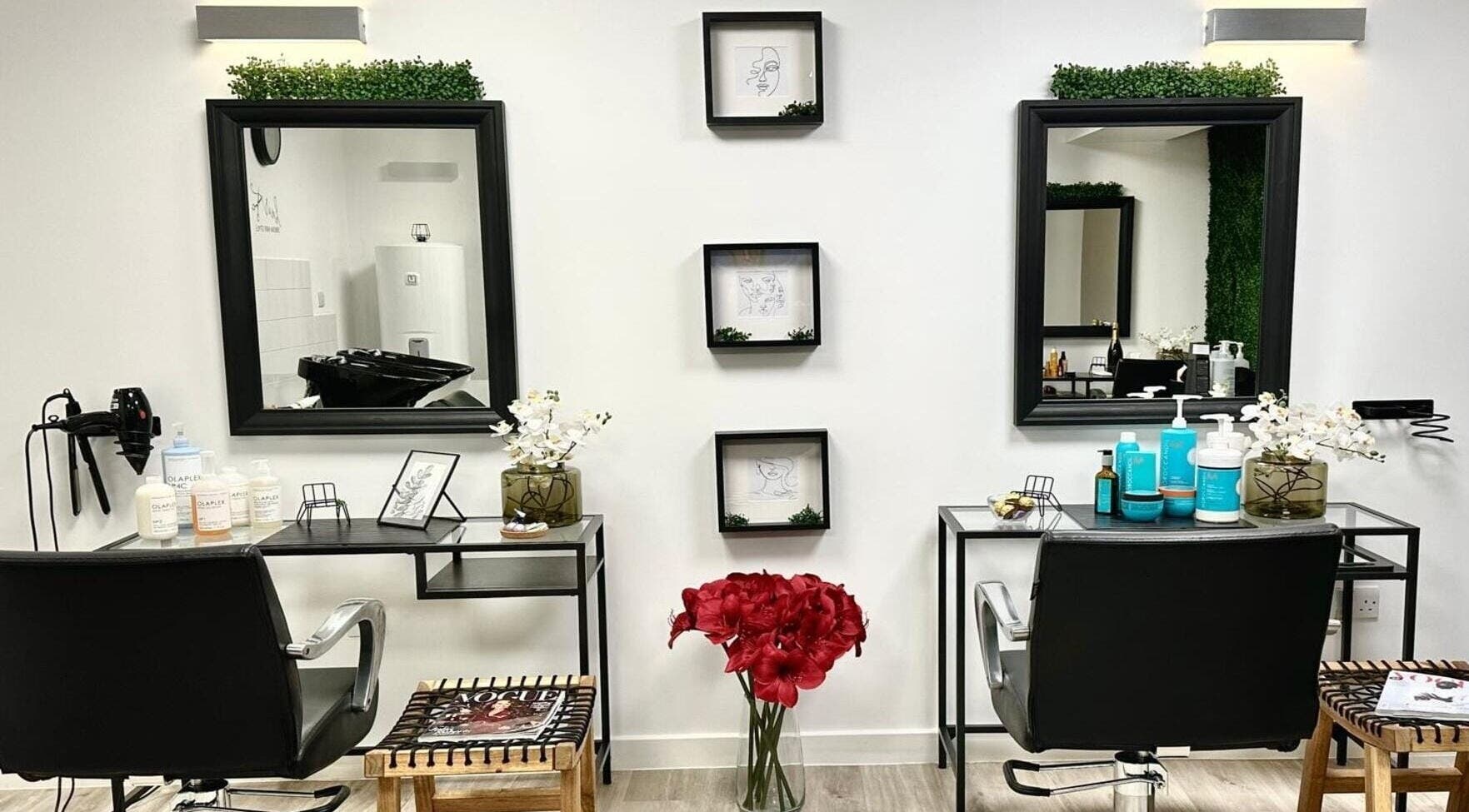 Stylish beauty station at Glam Queen by Bilqis, London, England, GB, featuring modern decor and high-end products.