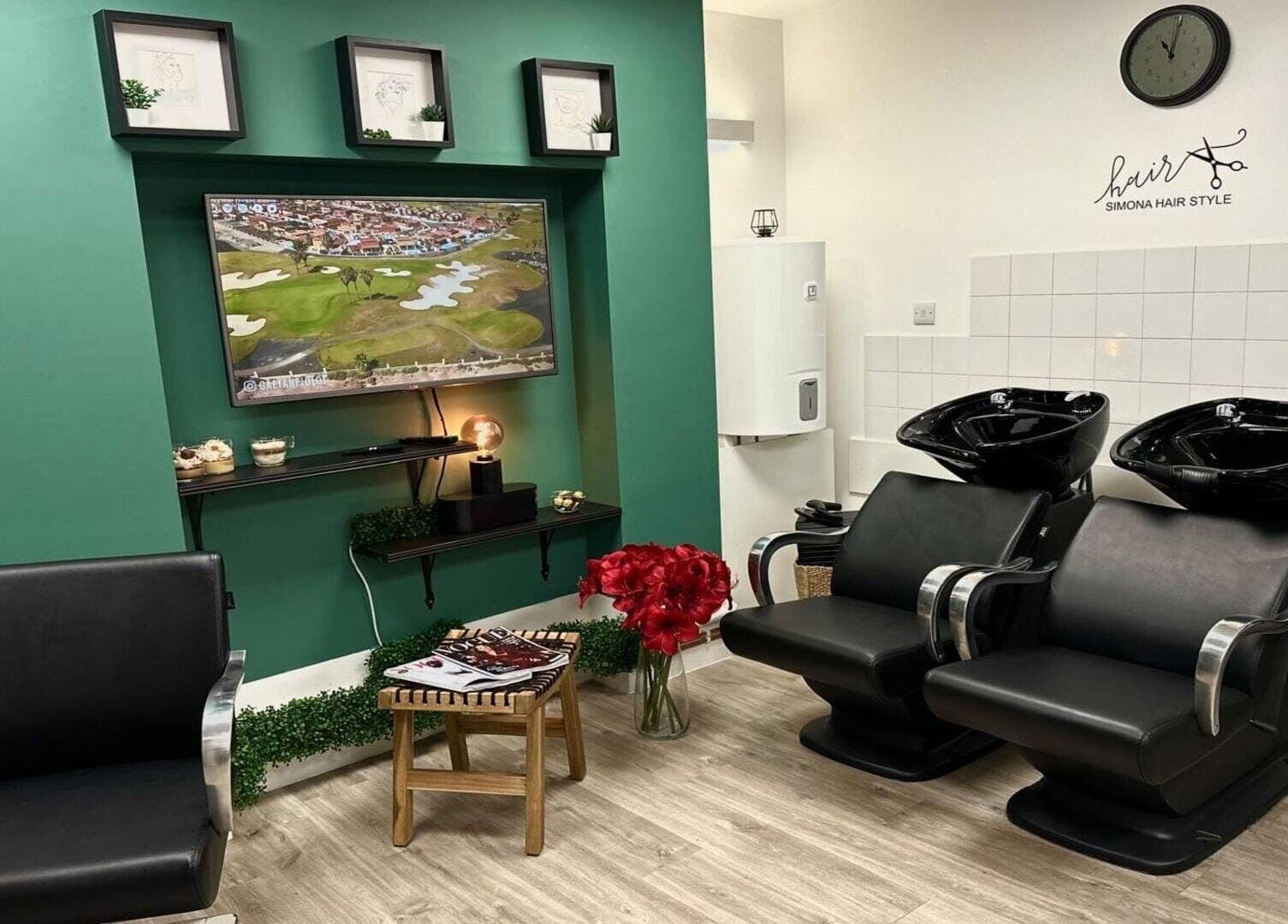 Modern salon wash stations at Glam Queen by Bilqis in London, England, GB offer luxury and comfort to clients.