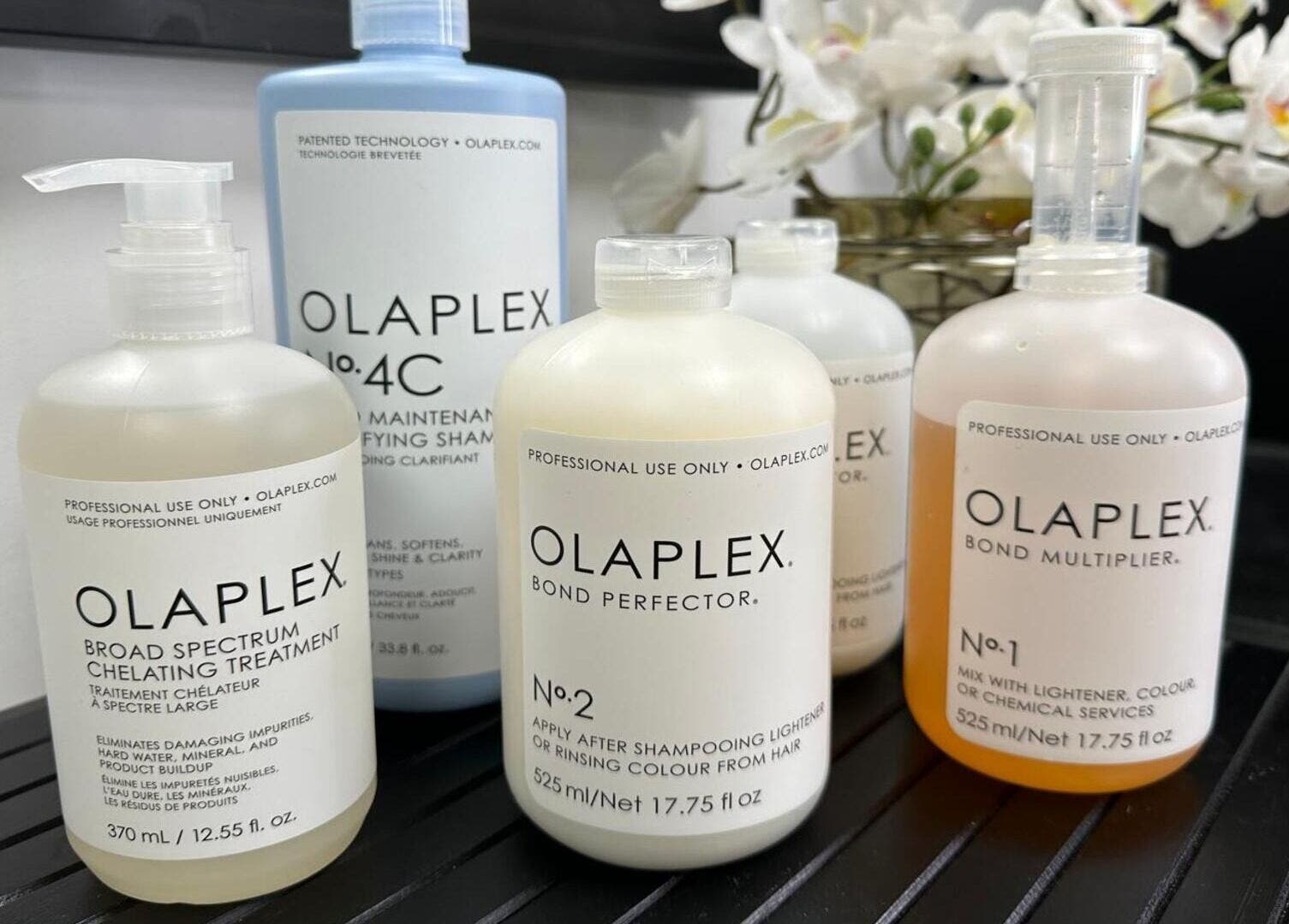 Olaplex products display at Glam Queen by Bilqis, London, England, GB.