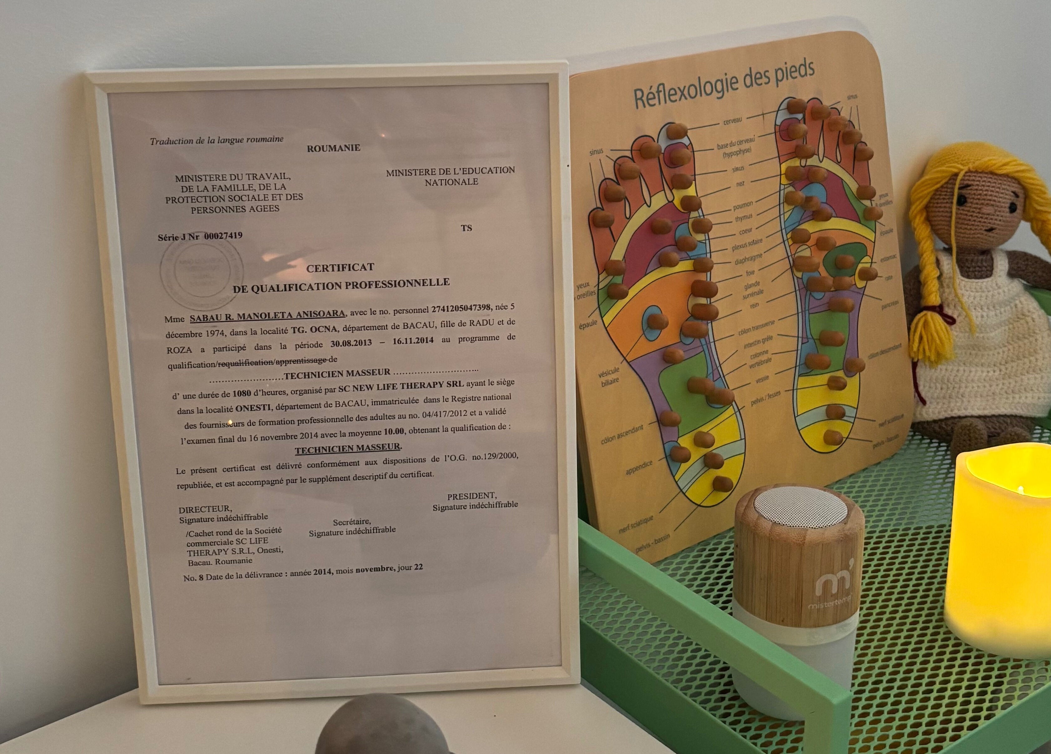 Certificat et reflexologie chez Ana Zen à Saint-Paul-lès-Dax, Nouvelle-Aquitaine, FR. Ambiance apaisante.