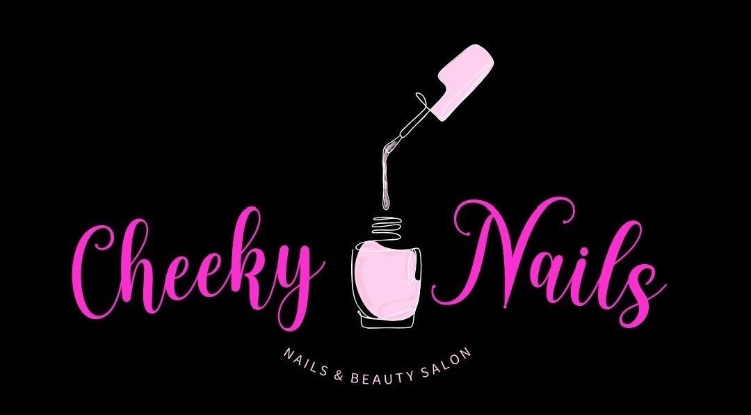 Cheeky Nail salon logo with pink text and nail polish graphic. Located in Liverpool, England, GB.