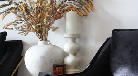Stylish decor with vase and candle at Nails by Stacey, Newcastle-under-lyme, England, GB.