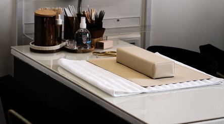 Elegant nail station at Nails by Stacey in Newcastle-under-lyme, England, GB with tools and products.