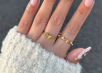 Stylish nail art with gold rings by Nails by Stacey in Newcastle-under-lyme, England, GB.
