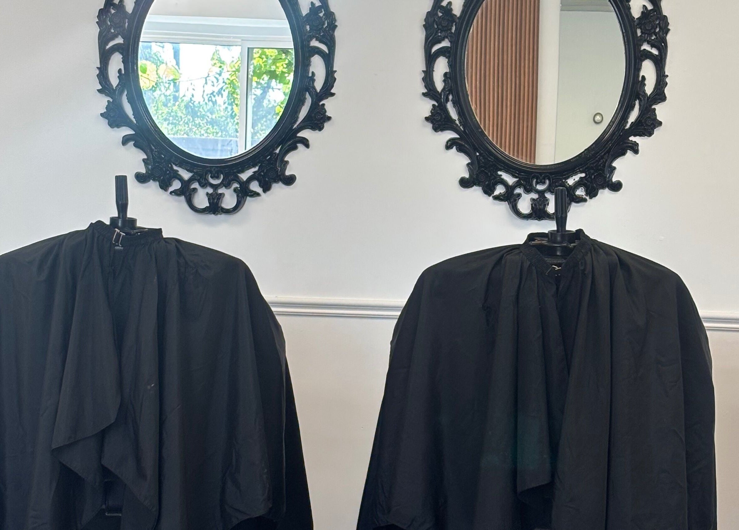 Chic salon setup with ornate mirrors at Thy Professional | Thybeautybar Dundas, Hamilton, Ontario, CA.