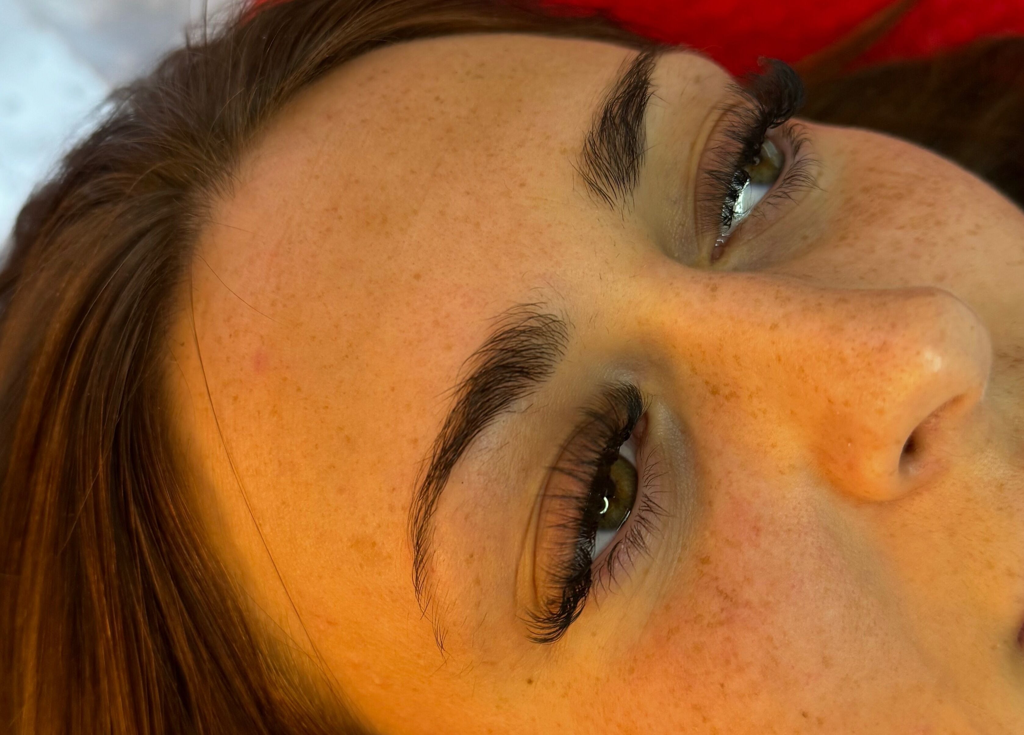 Close-up of eyelash extension at Phoebeloulashes in Cardiff, Wales, GB. Beautifully enhanced natural lashes.