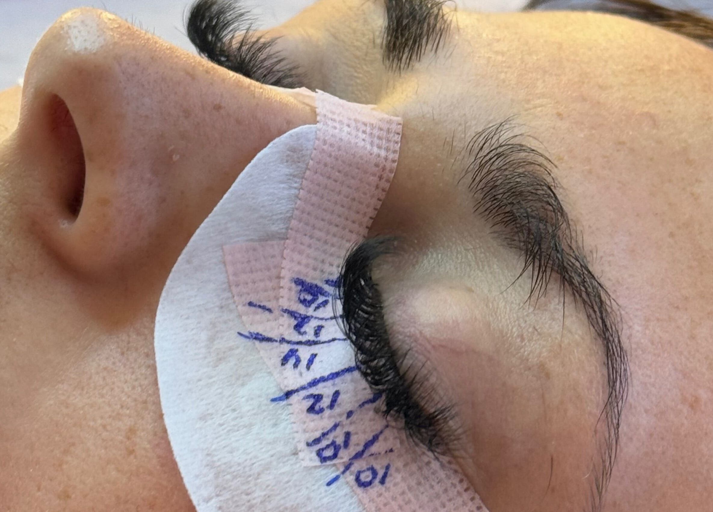Close-up of eyelash extensions at Phoebeloulashes, Cardiff, Wales, GB, showcasing detailed lash application.