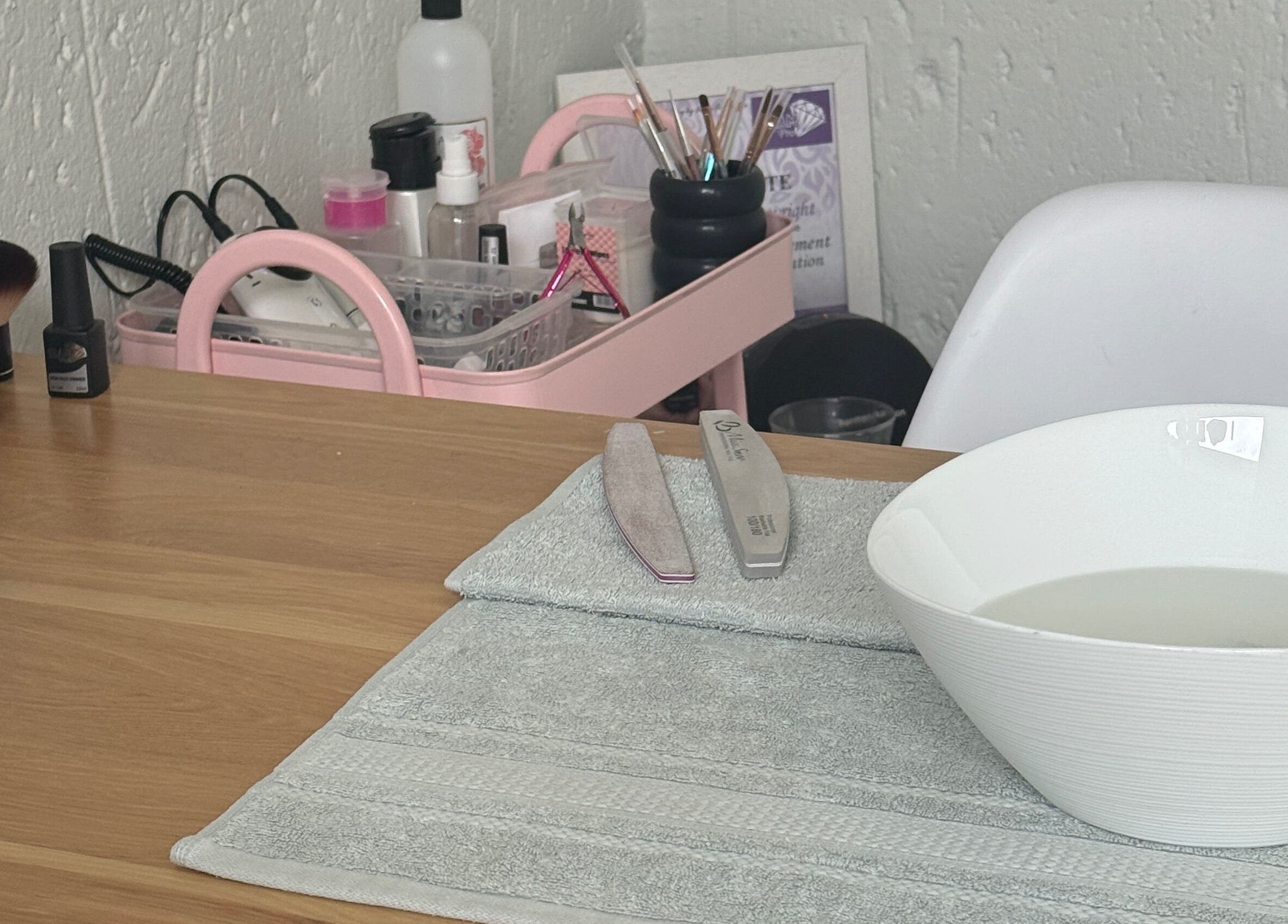 Manicure setup with tools at Beauty With Age, Benoni, Gauteng, ZA offering serene nail care.