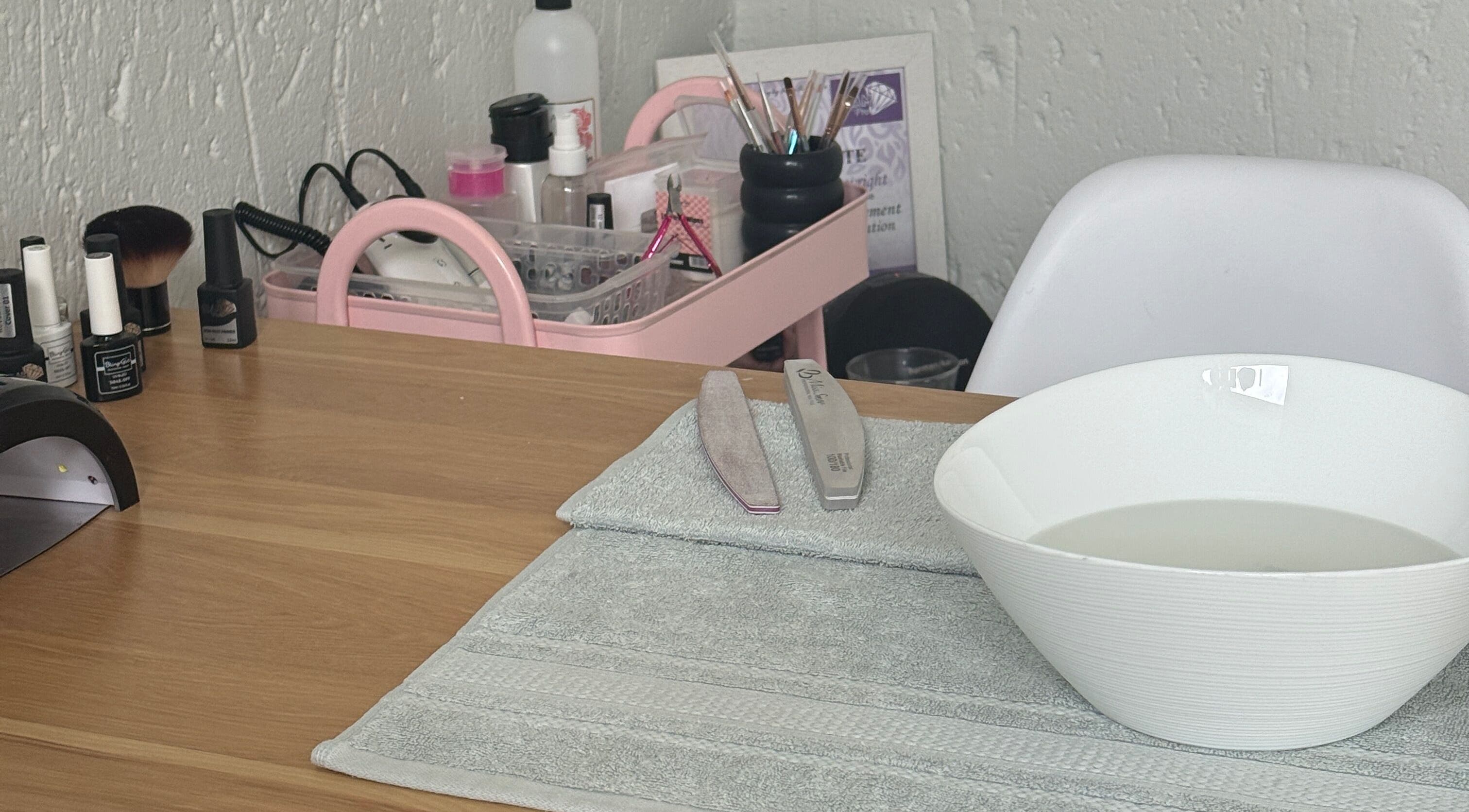 Manicure setup with tools at Beauty With Age, Benoni, Gauteng, ZA offering serene nail care.