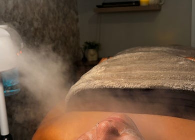 Relaxing facial steam treatment at Beauty By Alessia, Bedford, England, GB, showcasing soothing spa environment.