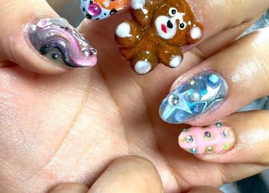 Unique 3D nail art at Arise Beauty by Catalina Popa, Huddersfield, England, GB.