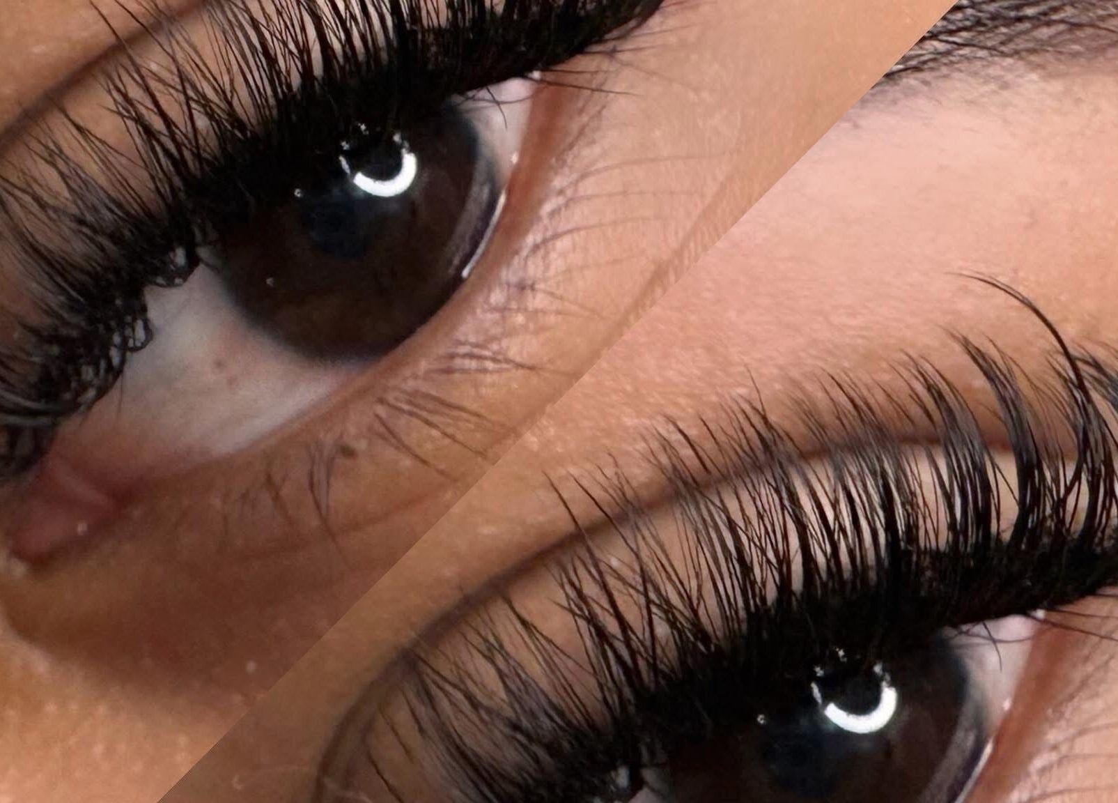 Close-up of expertly done eyelash extensions at Gloomskin Studio, Texas, Texas, US.