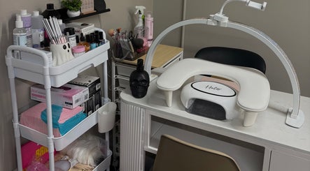 Nail care station at Claws By Jess, Bournemouth, England, GB with tools and products neatly arranged.