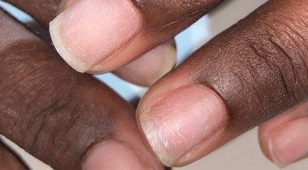 Closeup of natural nails at Paity’s Nails in Portmore, St. Catherine Parish, JM, showcasing flawless detail.