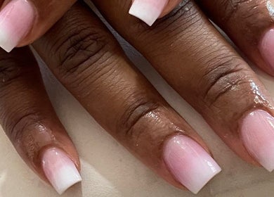 Elegant ombré nails from Paity’s Nails, Portmore, St. Catherine Parish, JM, showcasing expert polish application.